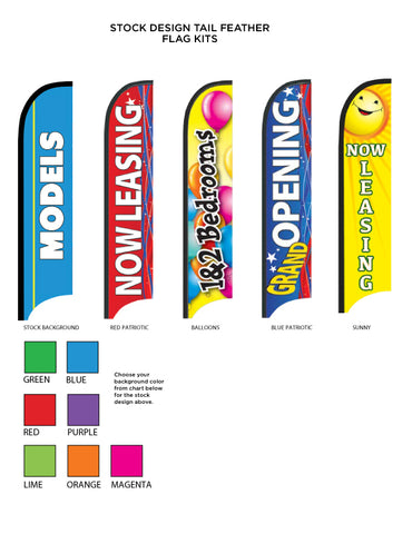 Stock Printed Tail Feather Flags - 5 Sizes!
