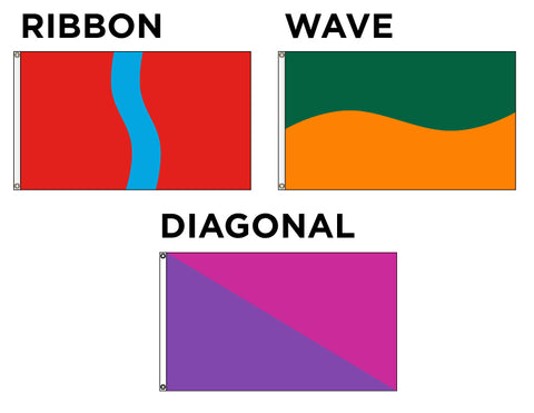 Horizontal Wave, Ribbon & Diagonal Flags - Our MOST Popular